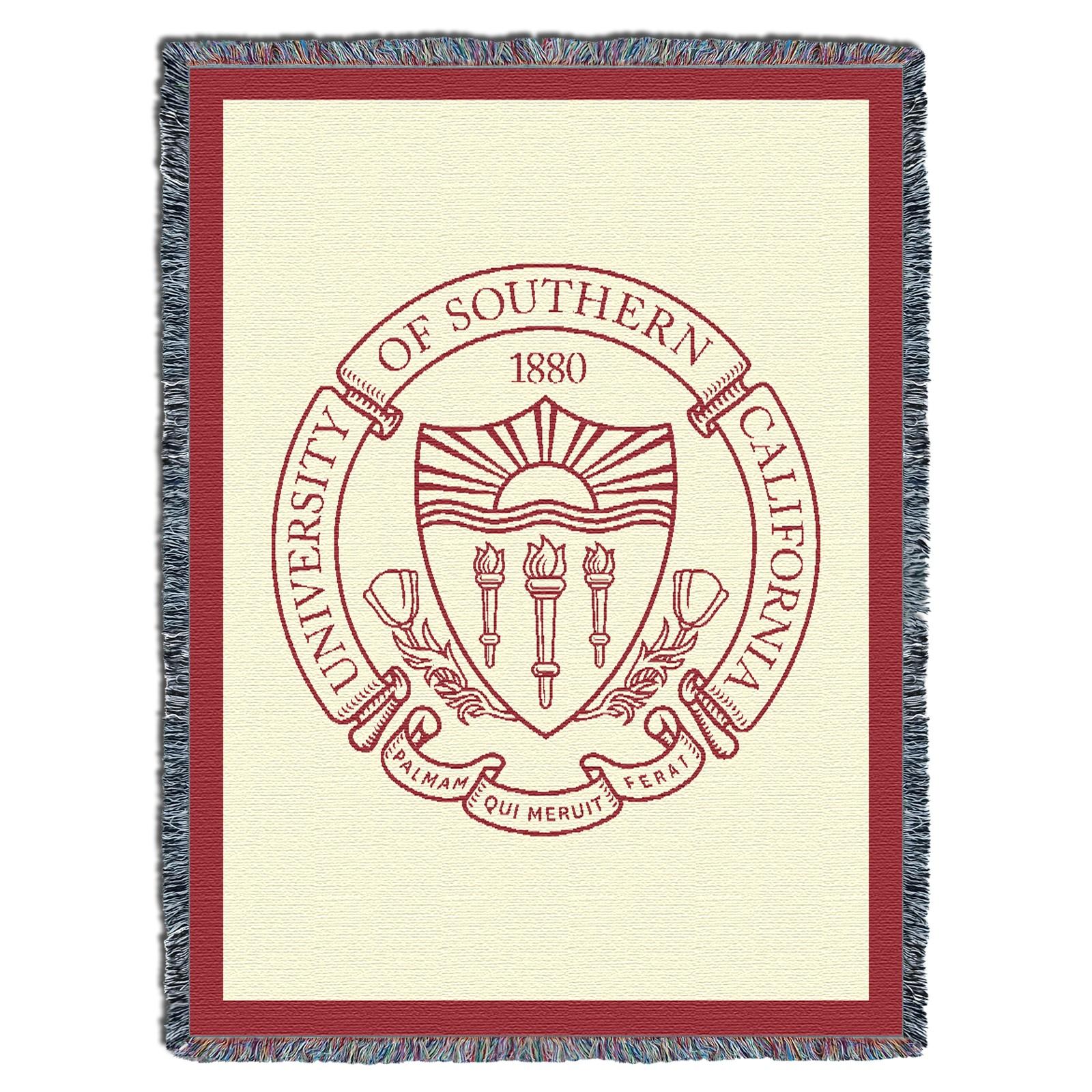 USC Seal Cream and Cardinal Throw by Pure Country image01